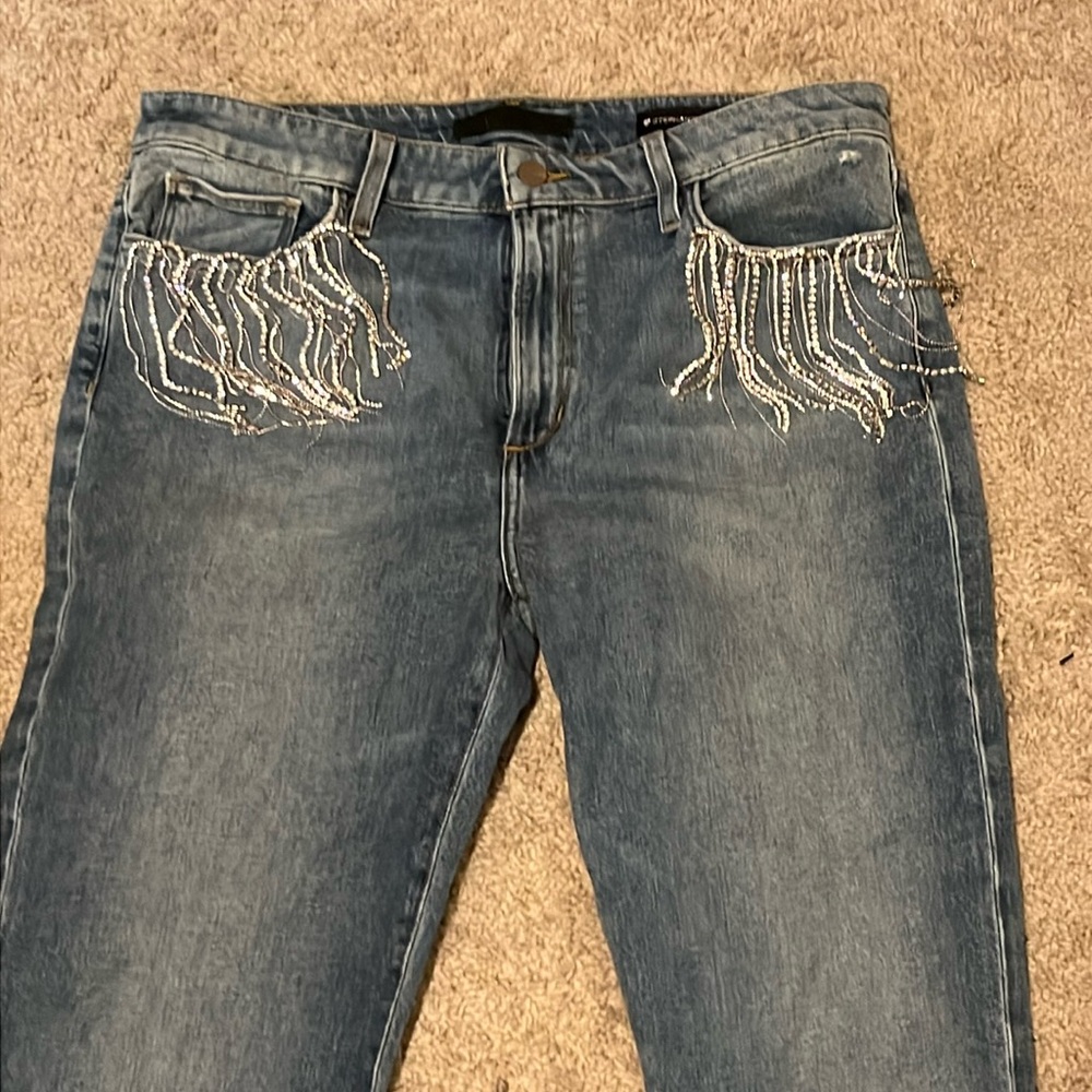 Joe’s Jeans with crystal fringe